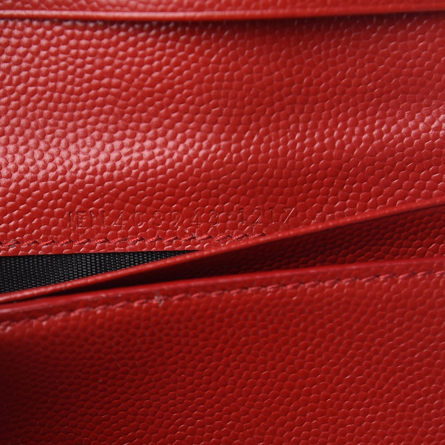 Grain De Poudre Matelasse Chevron Monogram Compact Tri Fold Wallet Red