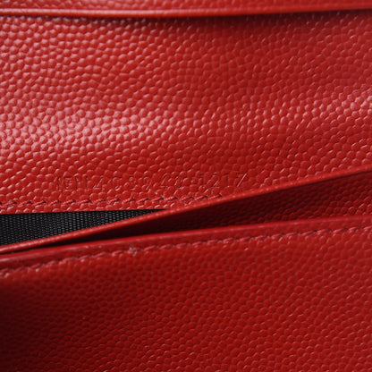 Saint Laurent Grain De Poudre Matelasse Chevron Monogram Compact Tri Fold Wallet Red 7 of 7