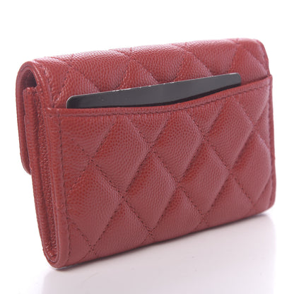 Chanel Caviar Quilted Flap Card Holder Wallet Red 3 of 9