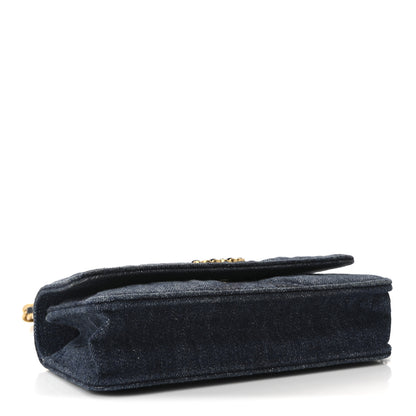 Chanel Denim Quilted Chanel 19 Flap Phone Holder With Chain Blue 4 of 11