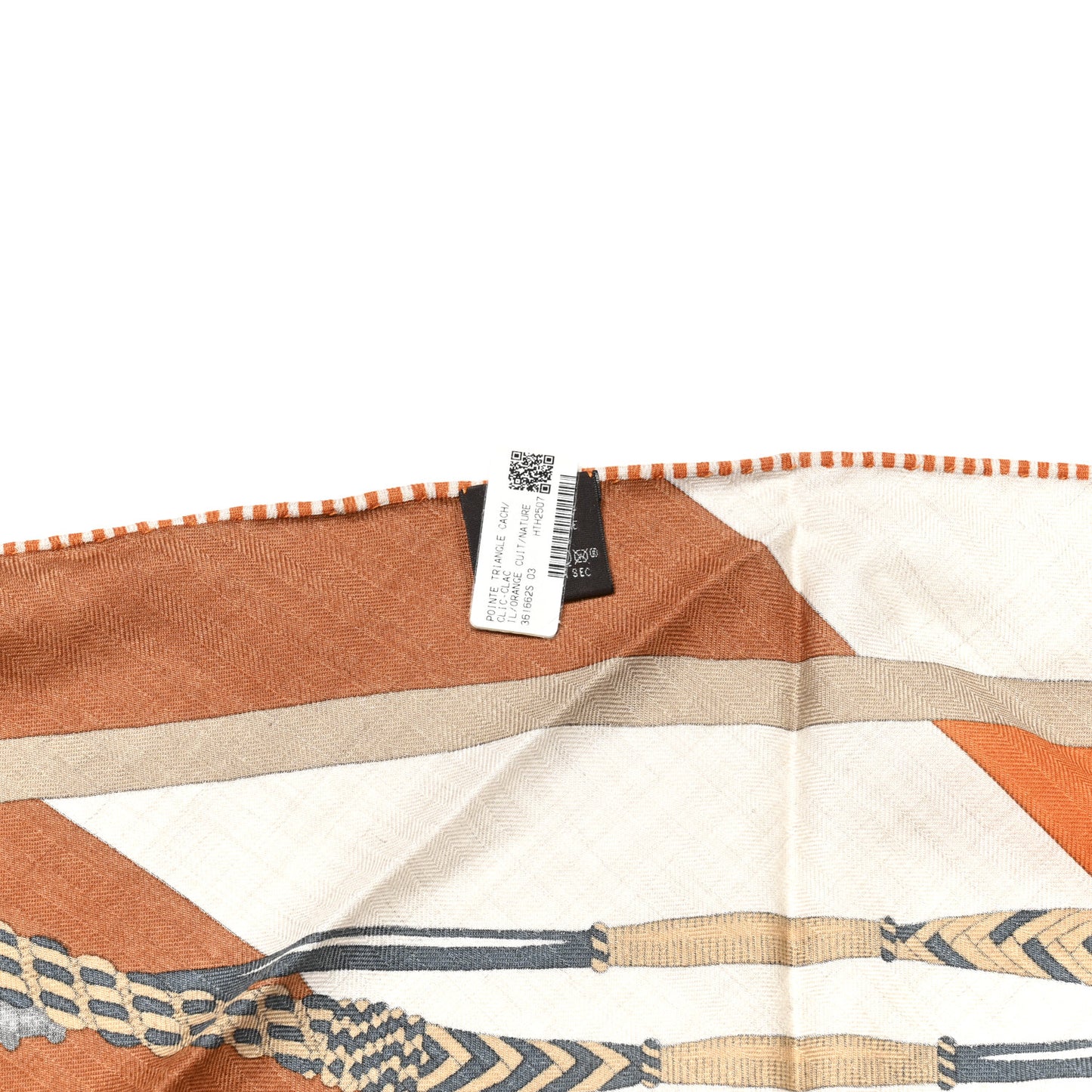 Cashmere Silk Clic-Clac Giant Pointe Triangle Shawl Orange Cuit Naturel Caramel