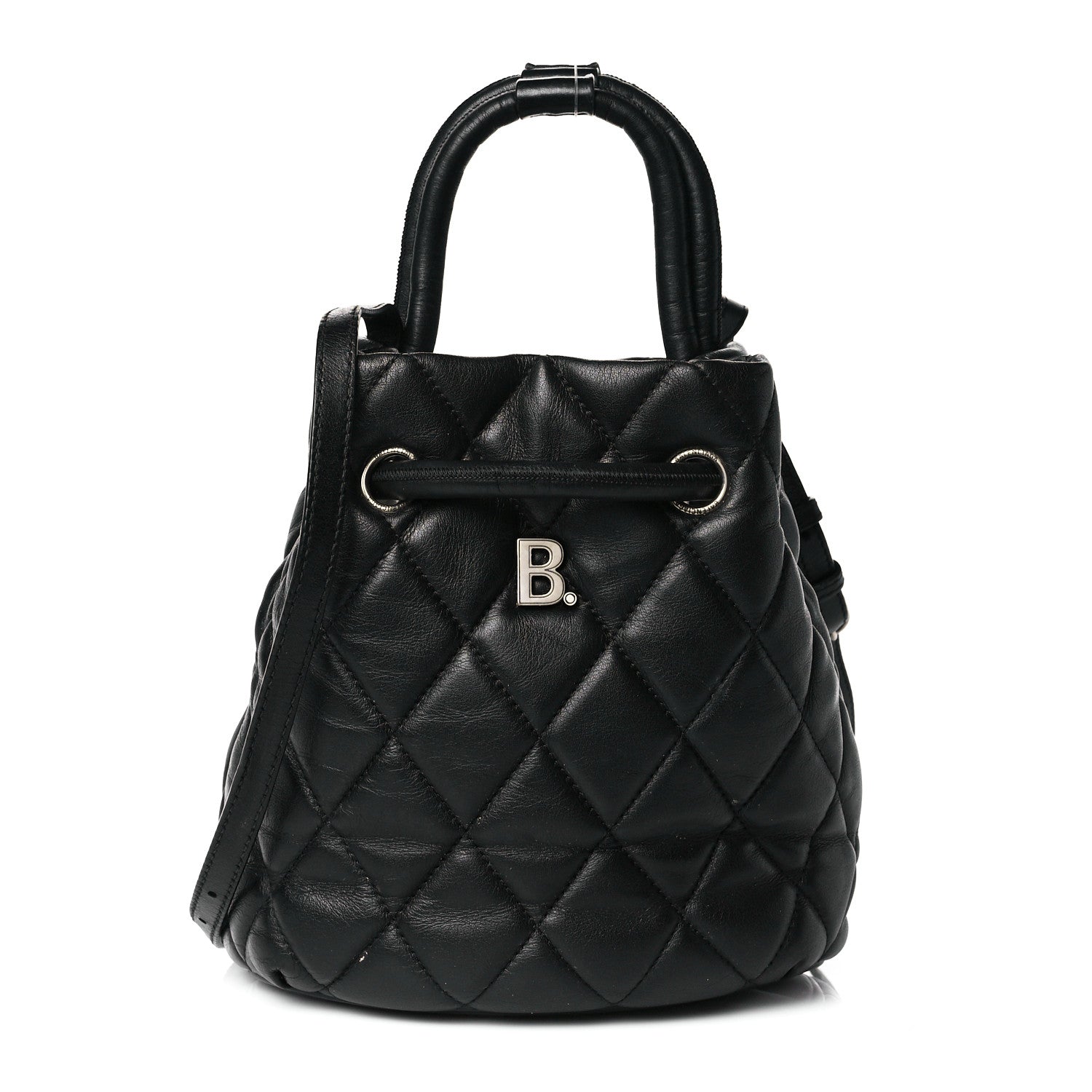 Balenciaga Nappa Calfskin Quilted Touch B Bucket Bag Black 1 of 9