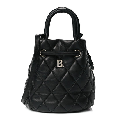 Balenciaga Nappa Calfskin Quilted Touch B Bucket Bag Black 1 of 9