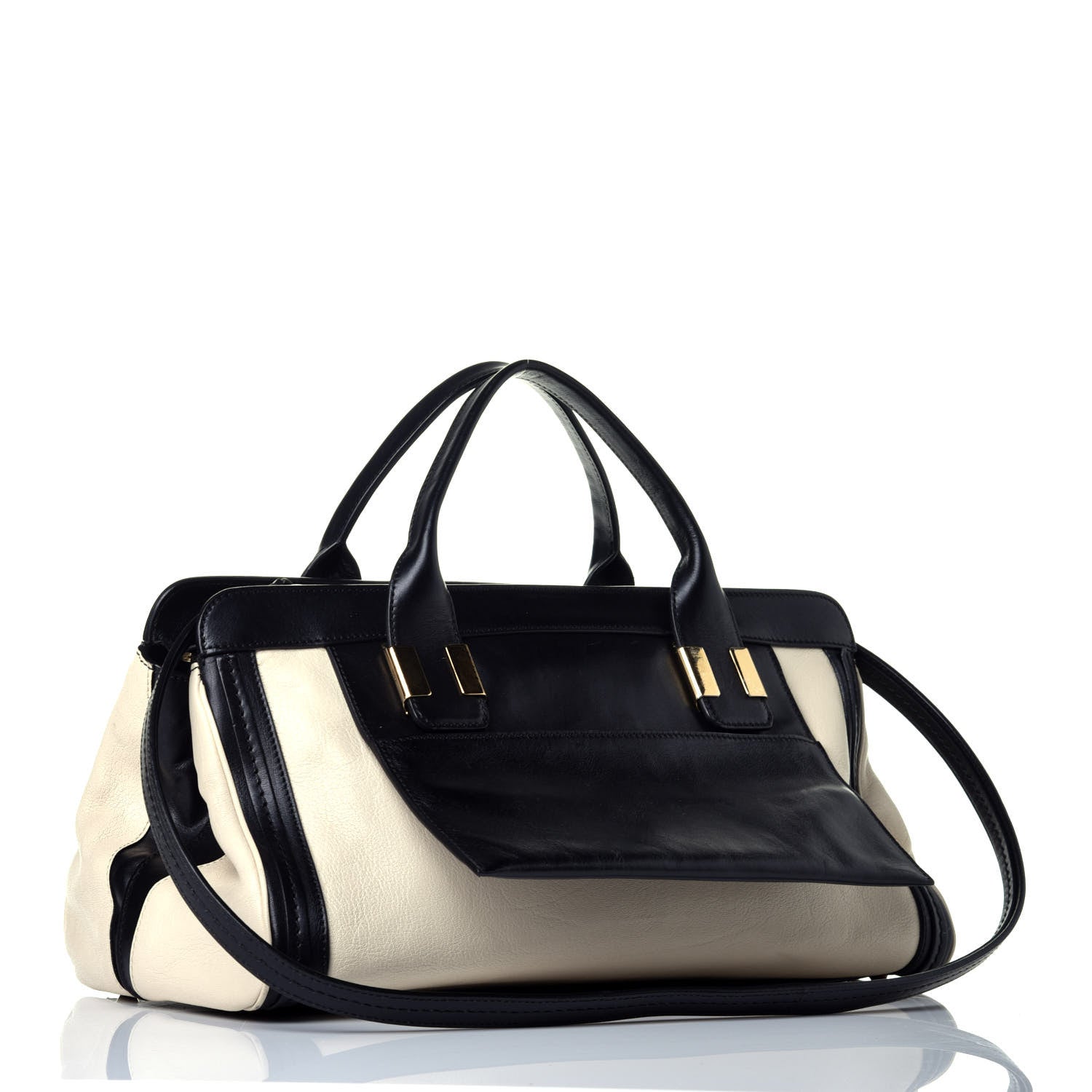 Chloe Sheepskin Calfskin Large Alice Satchel Husky White 4 of 10