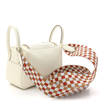 Hermes Taurillon Clemence Maxi Quadrille Mini Lindy 20 Mushroom Chai Nata Bleu Brume 3 of 11
