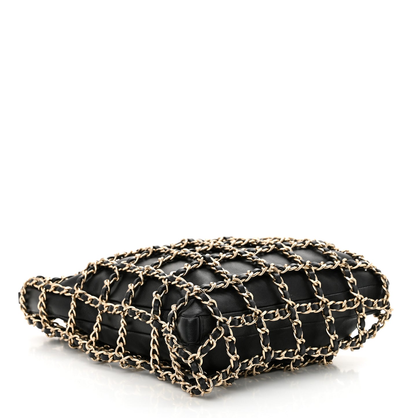 Lambskin Shopping Chain Tote Black