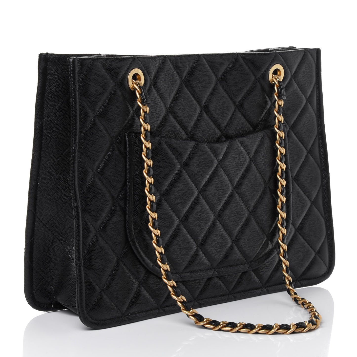 Caviar Quilted Sweet Classic Shopping Tote Black