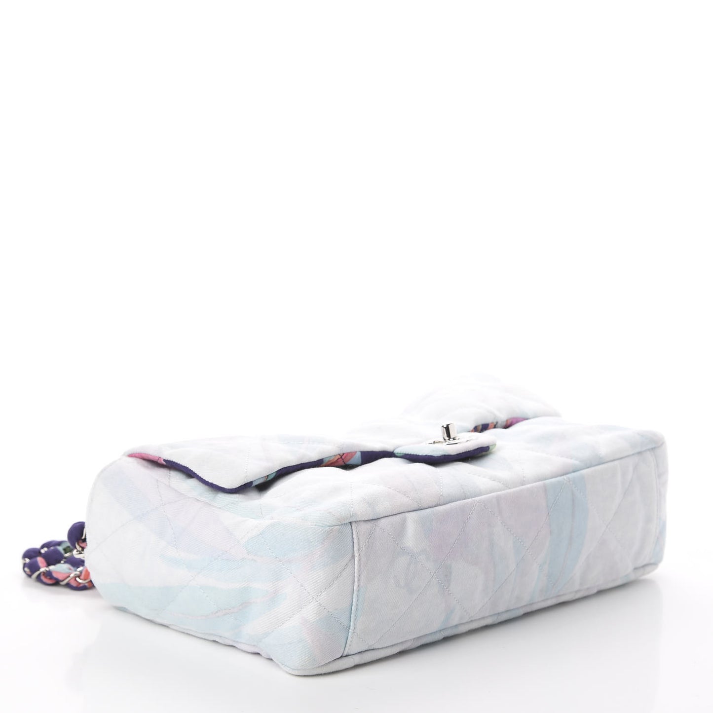 Canvas Quilted Printed Flap White Multicolor