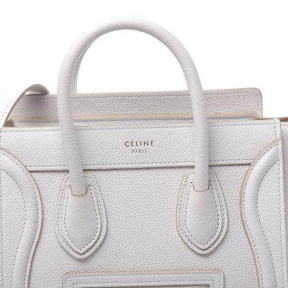 Celine Drummed Calfskin Nano Luggage Optic White 8 of 10