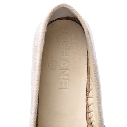 Chanel Linen Sequin CC Espadrilles 37 Beige Black 7 of 11