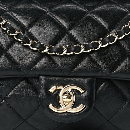 Chanel Lambskin Snakeskin Quilted Frame Flap Black 9 of 13