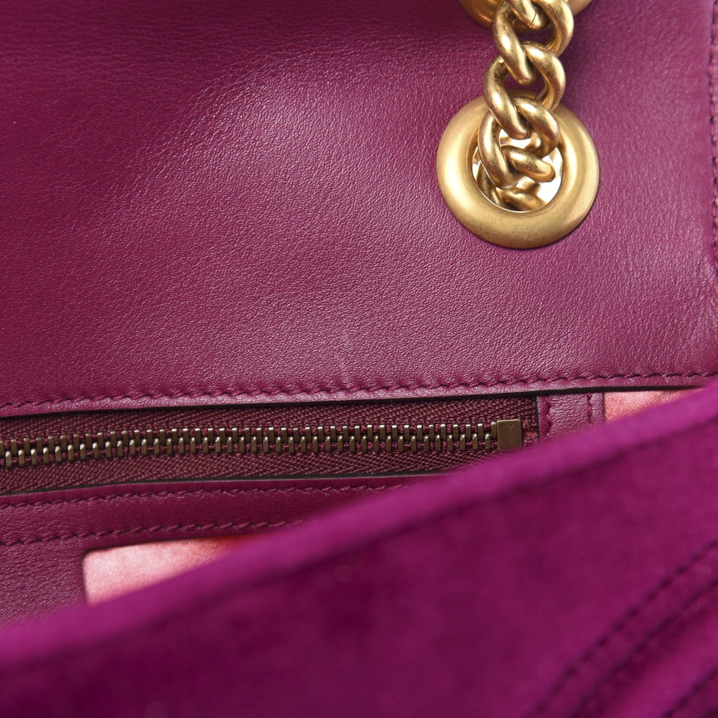 Velvet Matelasse Small GG Marmont Shoulder Bag Fuchsia Violet Cyclamen