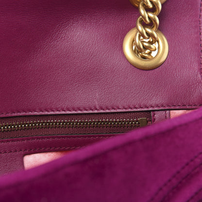 Gucci Velvet Matelasse Small GG Marmont Shoulder Bag Fuchsia Violet Cyclamen 10 of 13