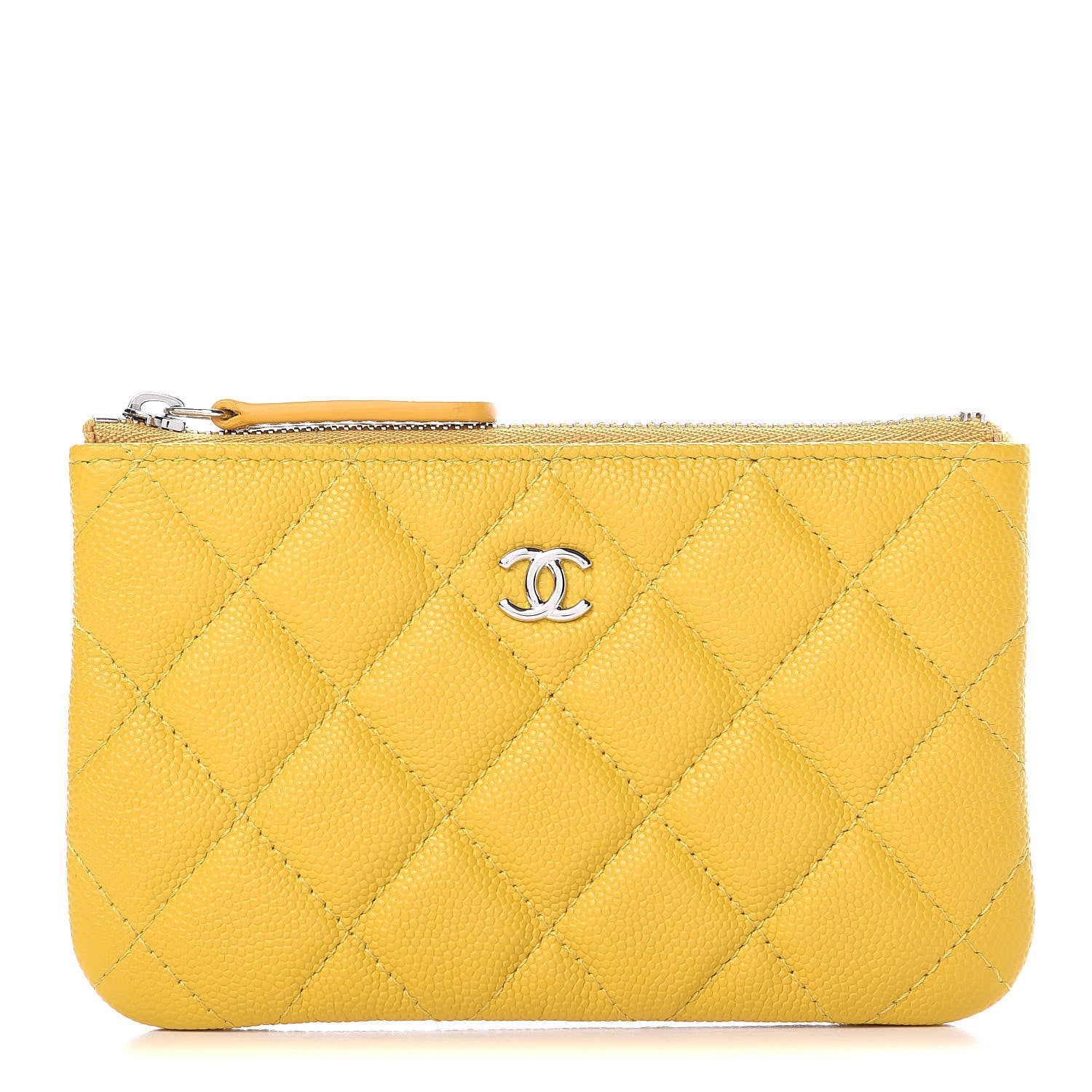 Chanel Caviar Quilted Small Cosmetic Case Yellow 1 of 10