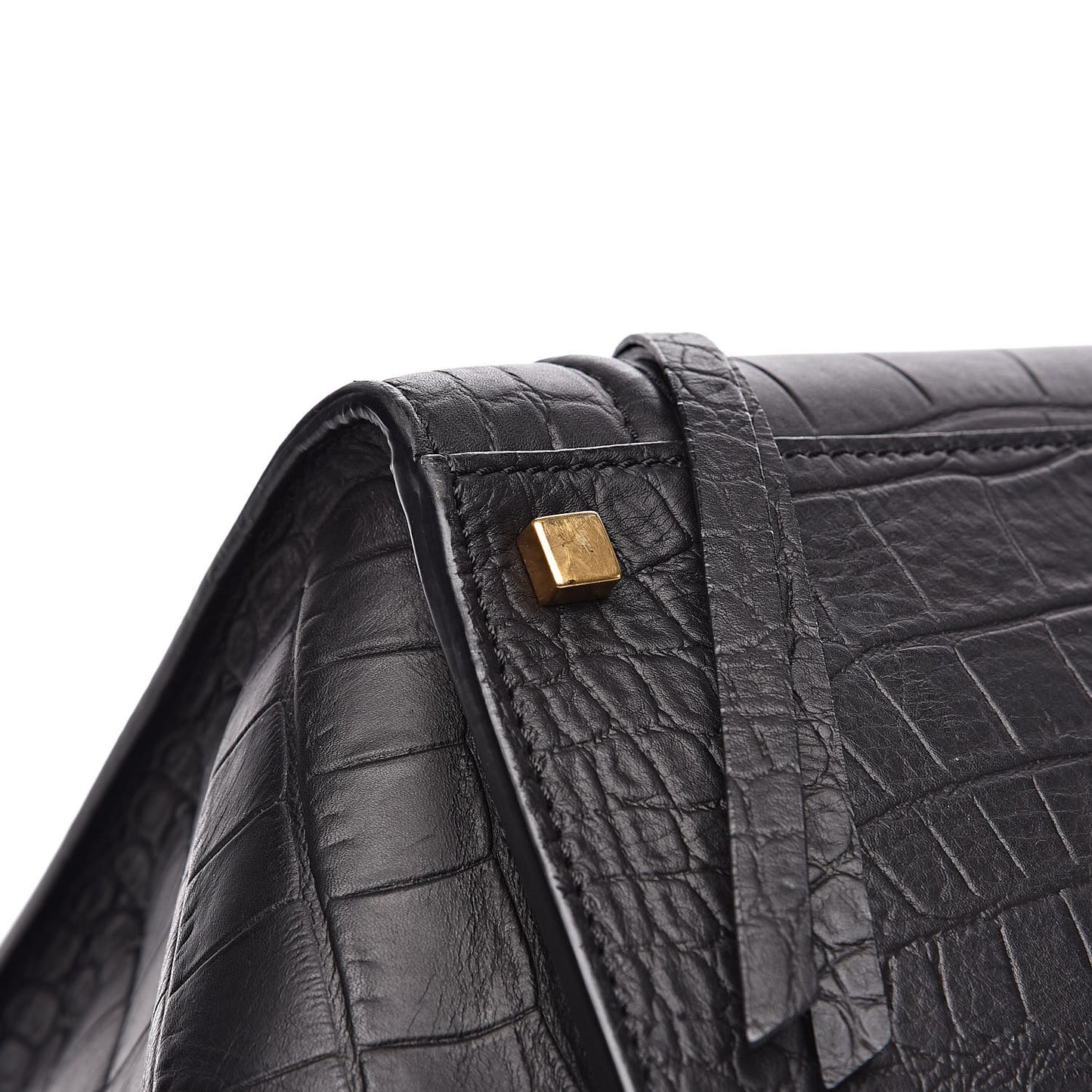 Crocodile Embossed Calfskin Medium Phantom Luggage Black
