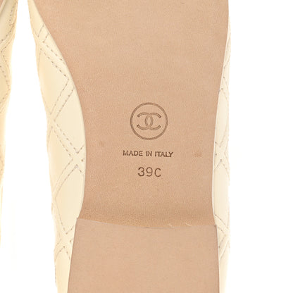 Chanel Lambskin Patent Double Stitched CC Cap Toe Ballerina Flats 39 Ivory Black 6 of 9