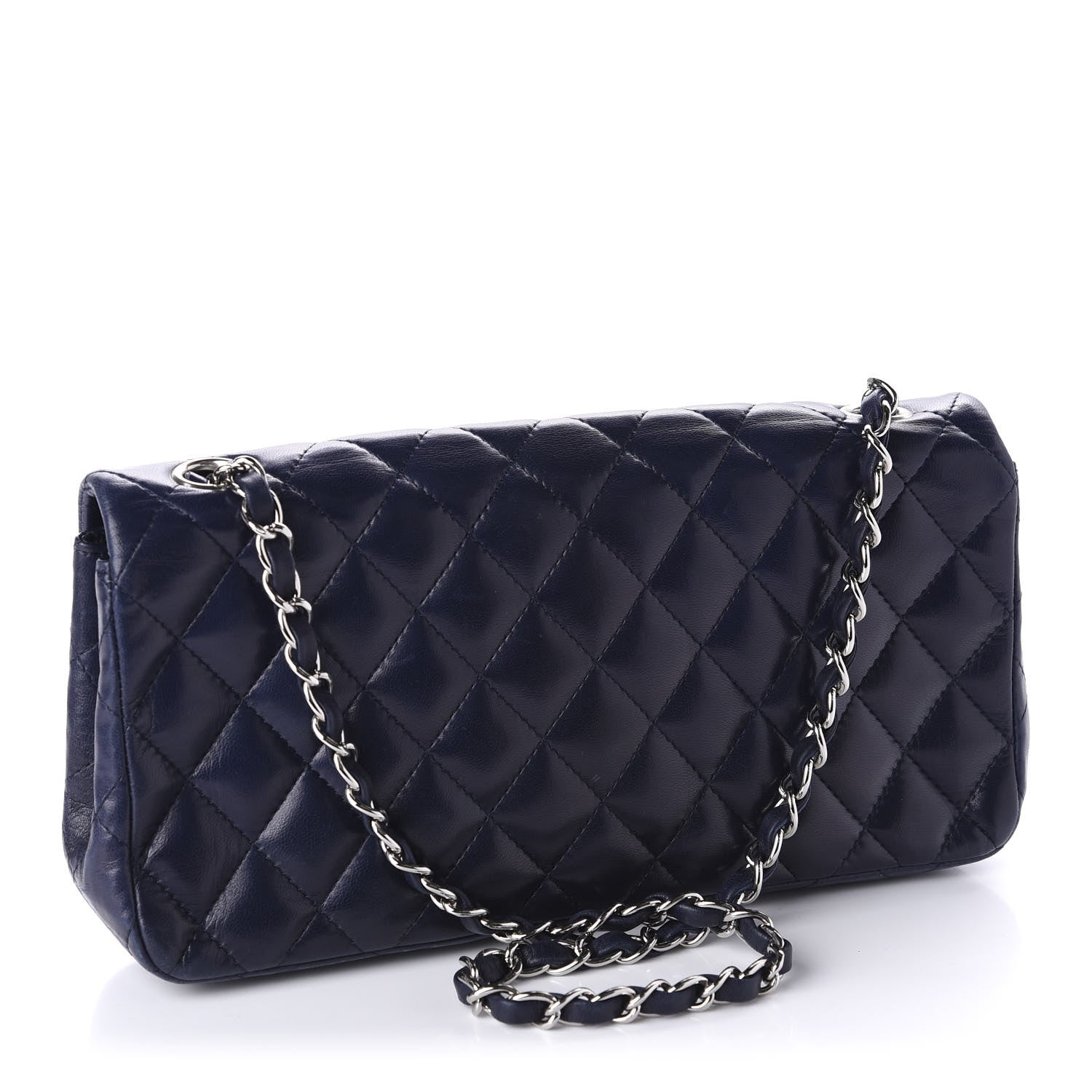 Chanel Lambskin Quilted East West Flap Navy 3 of 10