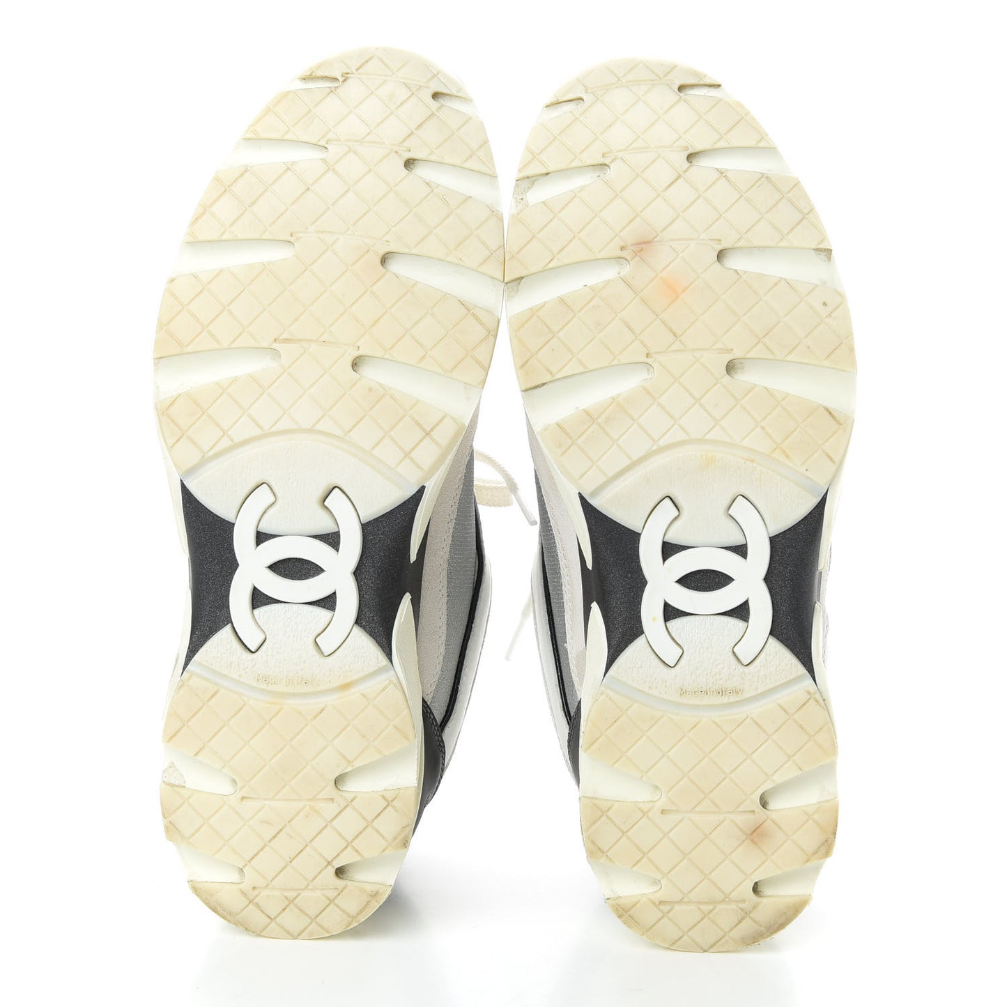 Suede Calfskin CC Sneakers 36 Black White Silver