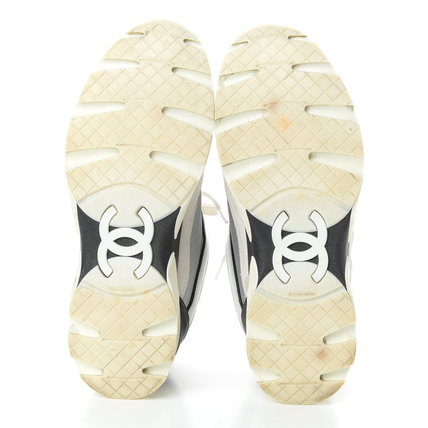 Chanel Suede Calfskin CC Sneakers 36 Black White Silver 5 of 11