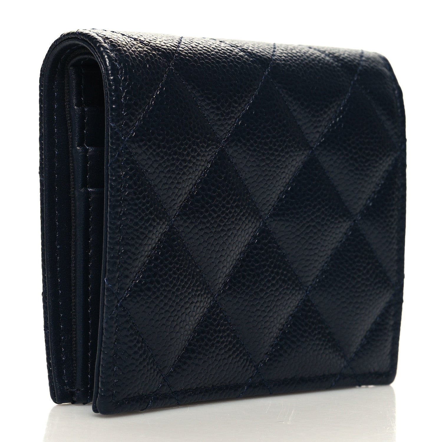 Chanel Caviar Quilted Multi Chain CC Compact Bifold Wallet Navy 3 of 11