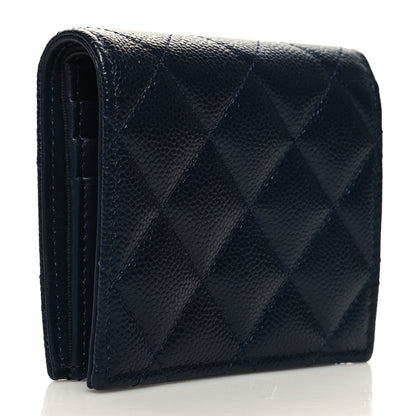 Chanel Caviar Quilted Multi Chain CC Compact Bifold Wallet Navy 3 of 11