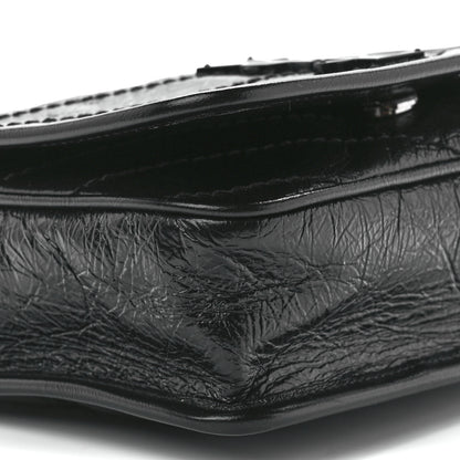 Saint Laurent Crinkled Calfskin Matelasse Monogram Niki Chain Wallet Black 9 of 10
