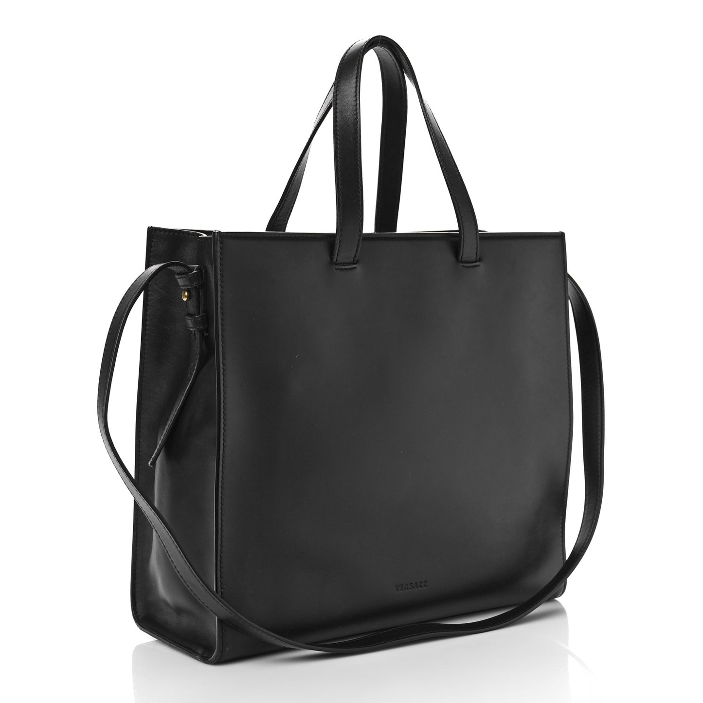 Calfskin Medusa Stud Tribute Tote Black