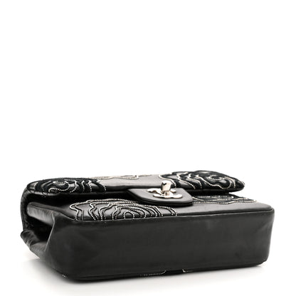 Chanel Lambskin Embroidered Camellia Follies Flap Black 3 of 10