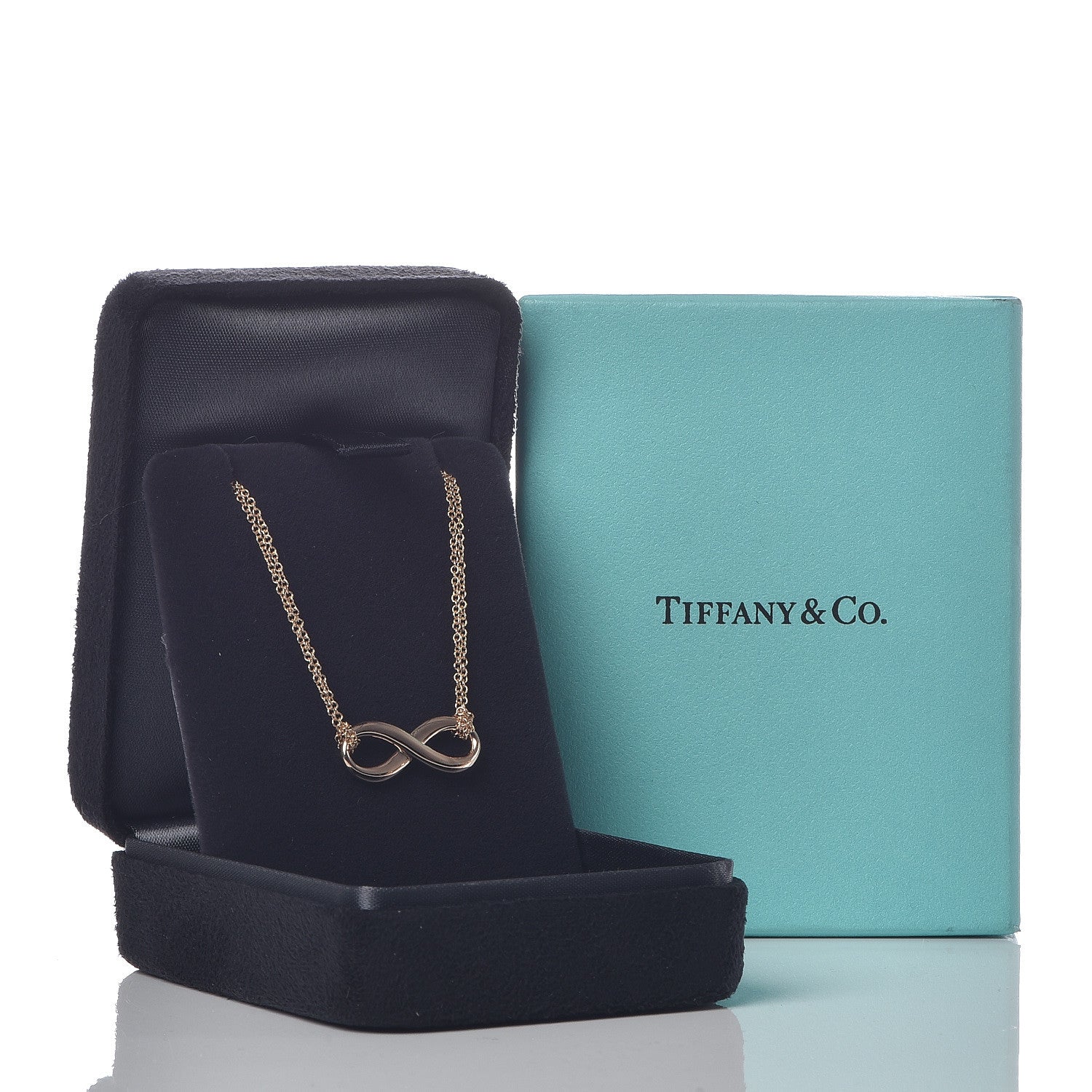 Tiffany 18K Rose Gold Infinity Double Chain Pendant Necklace 8 of 8