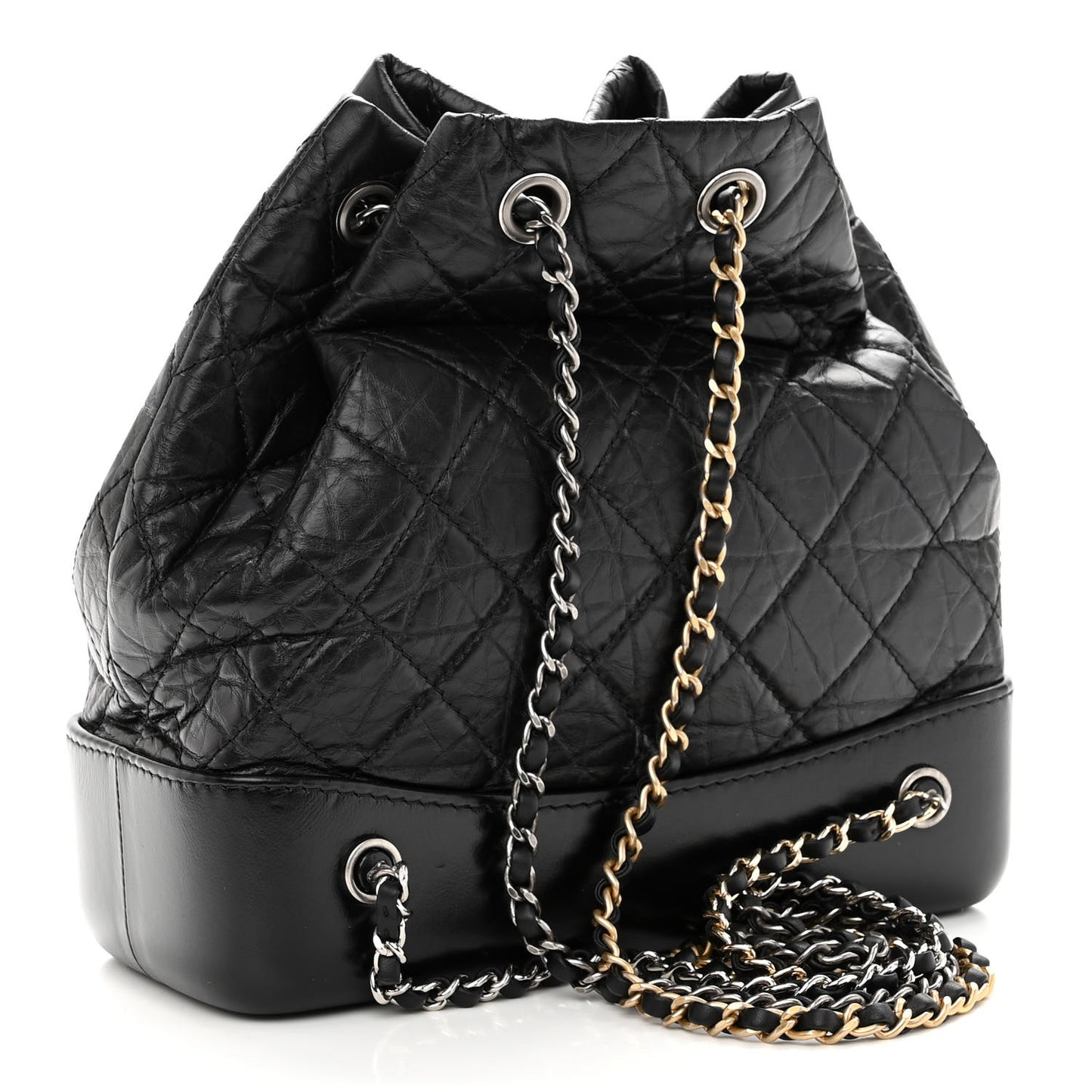 Aged Calfskin Quilted Small Gabrielle Backpack Black