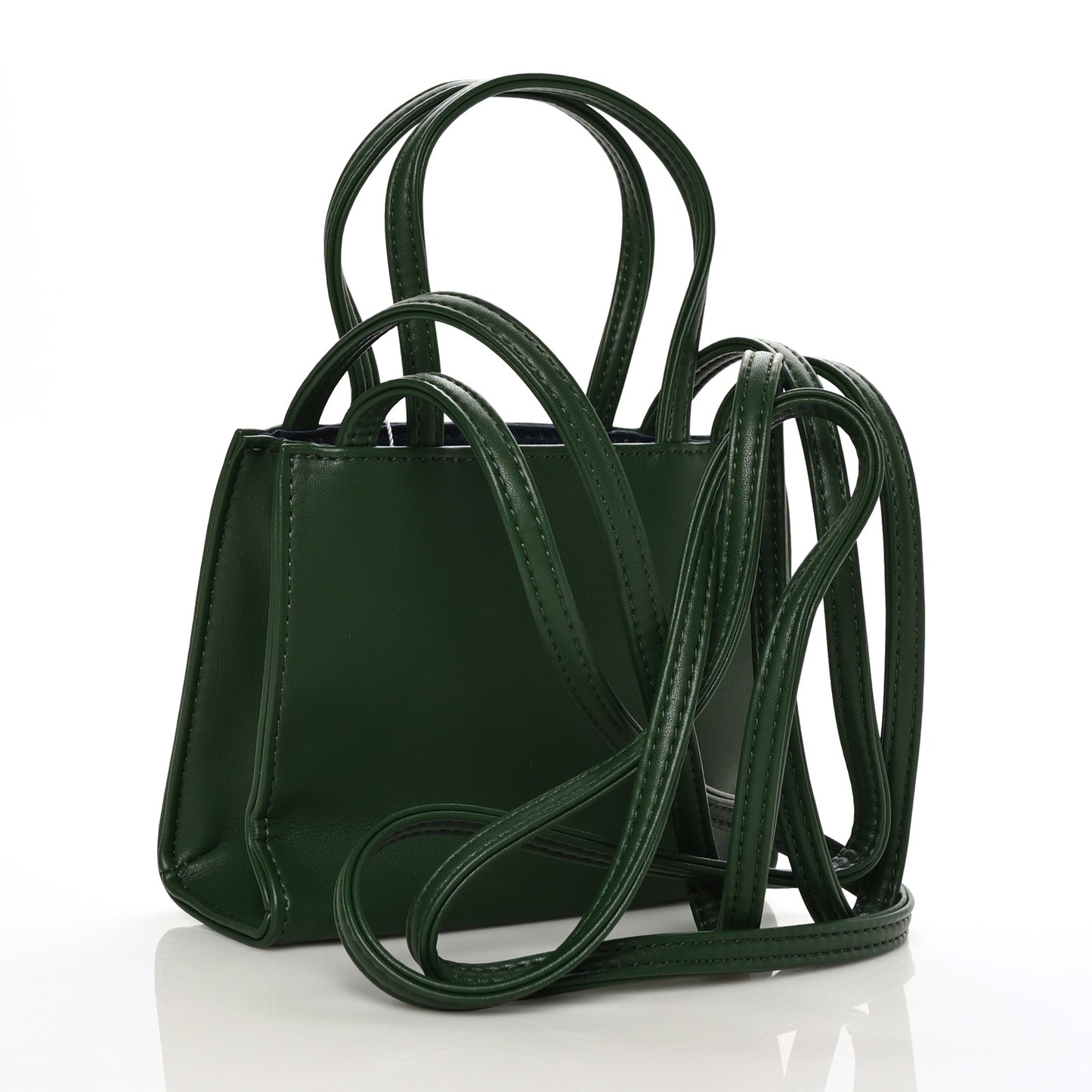 Vegan Leather Small Shopping Bag Dark Olive