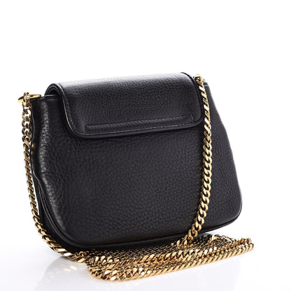 Gucci Pebbled Calfskin Small 1973 Chain Shoulder Bag Black 3 of 7