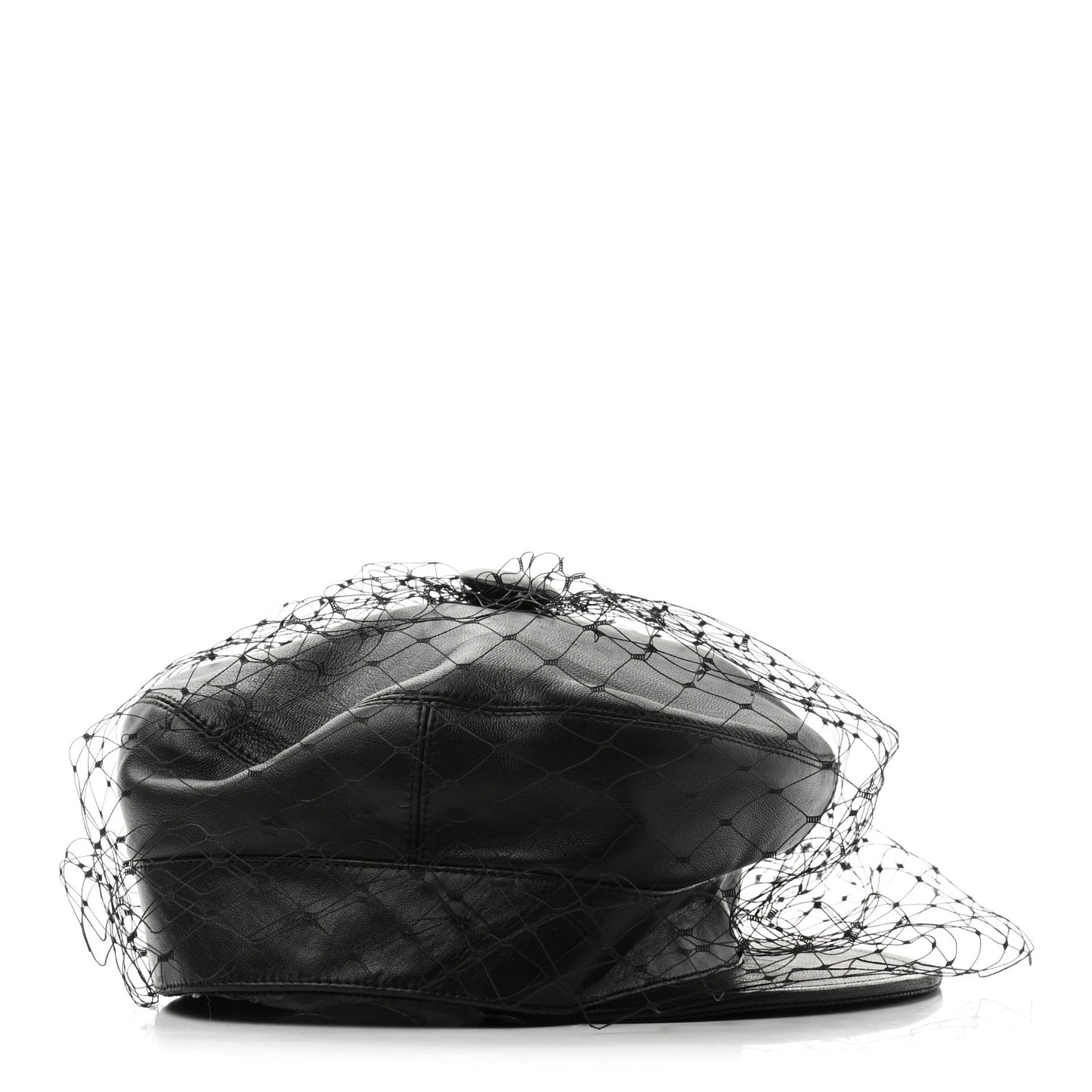Lambskin Arty Cap with Veil 58 Black