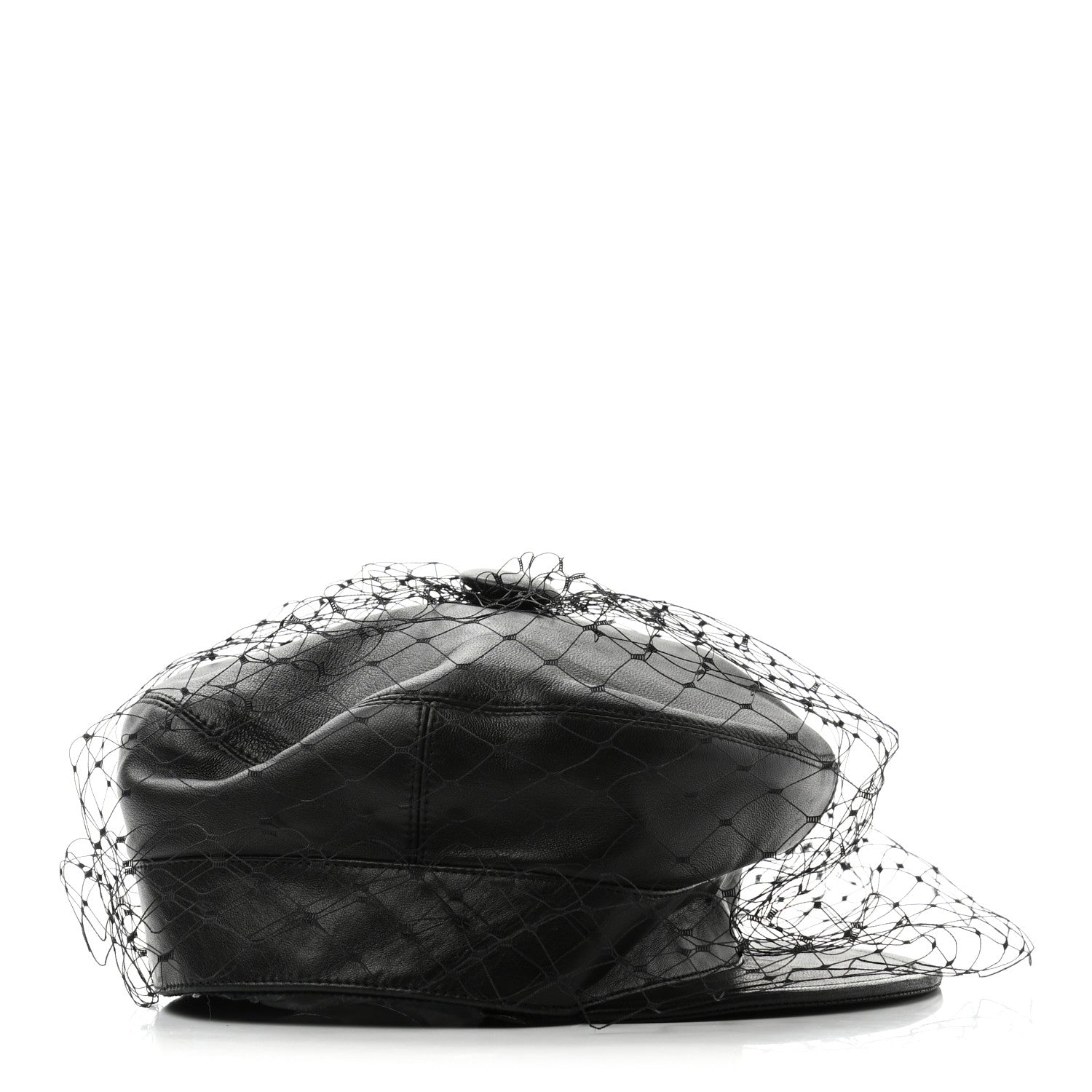 Christian Dior Lambskin Arty Cap with Veil 58 Black 5 of 10