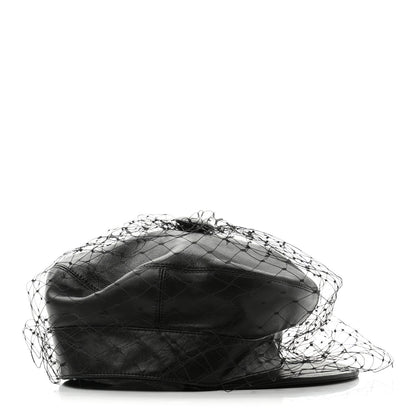 Christian Dior Lambskin Arty Cap with Veil 58 Black 5 of 10
