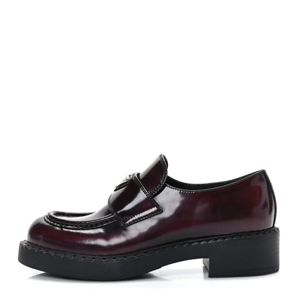 Prada Spazzolato Fume Metal Triangle Logo 50mm Loafers 36.5 Granato 1 of 8