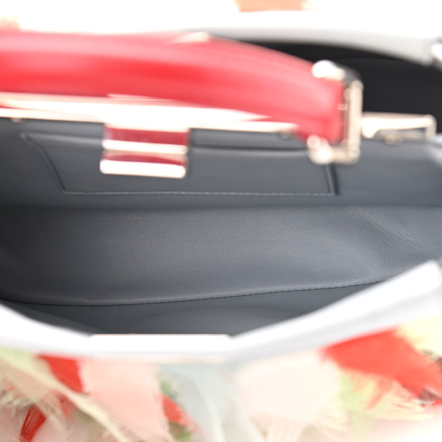 Nappa Organza Feather Mini Peekaboo Iconic Satchel Blue Multicolor