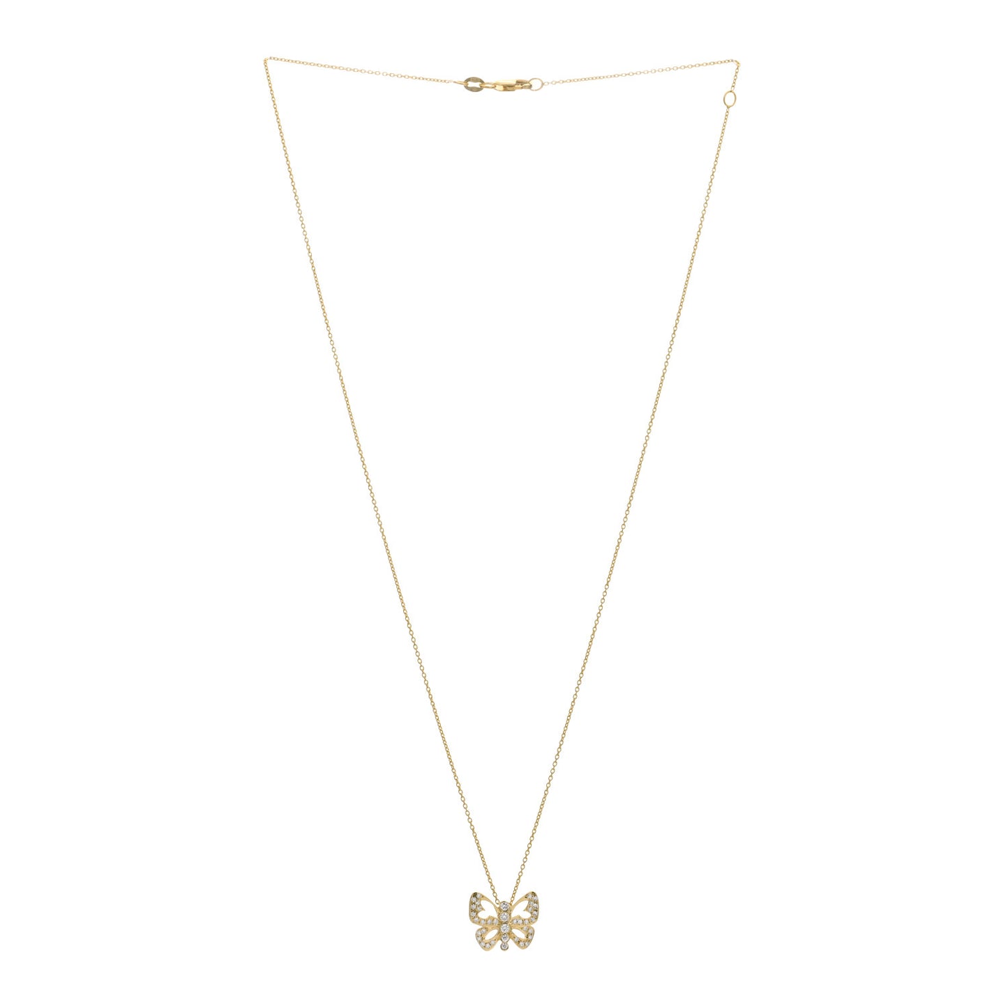 18K Yellow Gold Diamond Butterfly Pendant Necklace