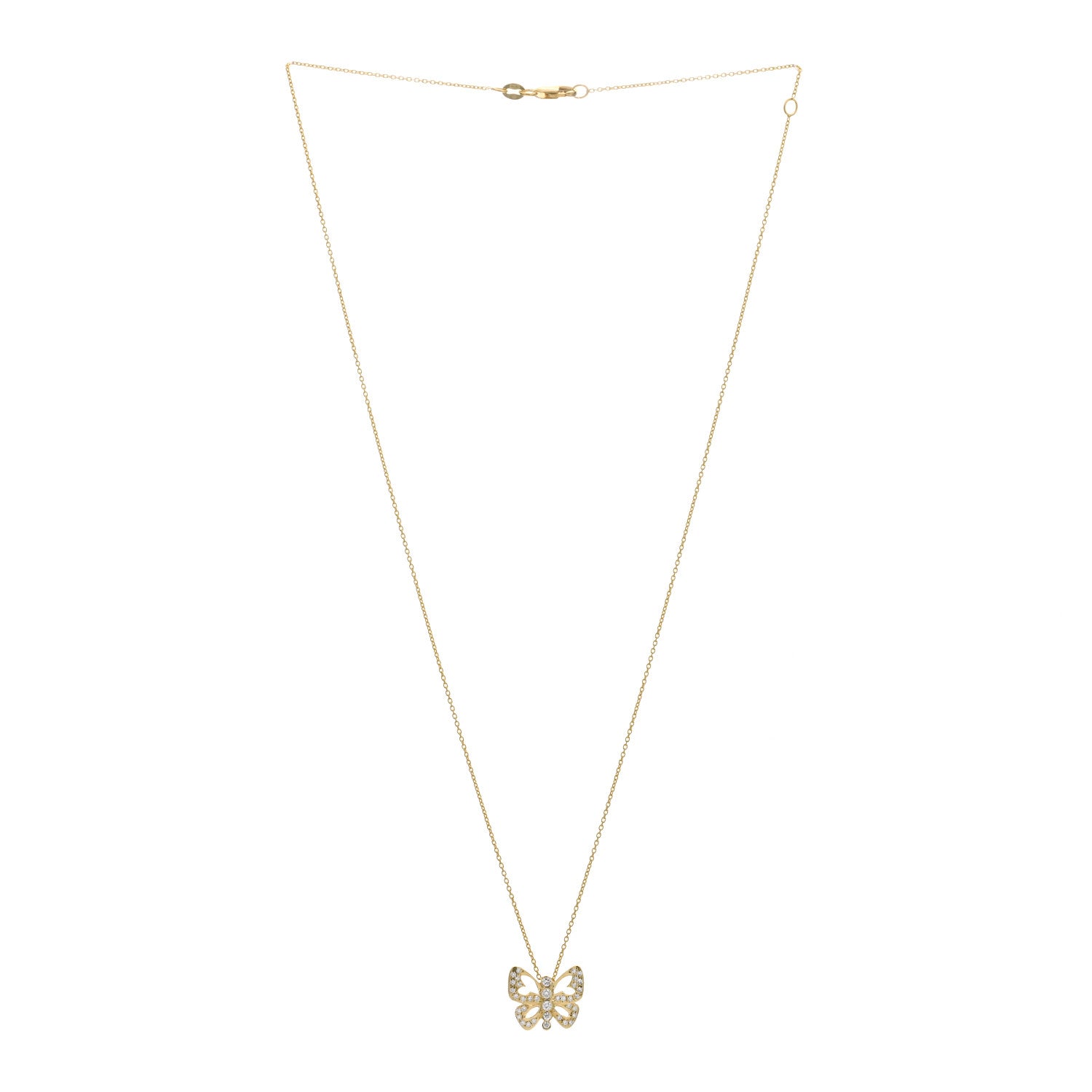 Roberto Coin 18K Yellow Gold Diamond Butterfly Pendant Necklace 2 of 3
