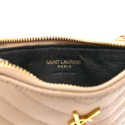 Saint Laurent Monogram Grain de Poudre 5 Fragments Zip Pouch Card Holder Dark Latte 6 of 7