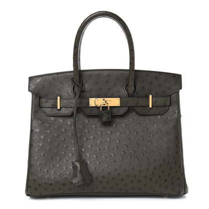 Hermes Ostrich Birkin 30 Vert Olive 1 of 32