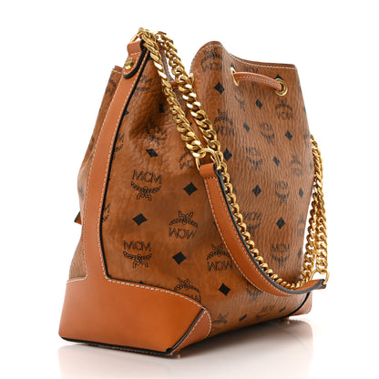 MCM Visetos Small Soft Berlin Drawstring Bucket Bag Cognac 3 of 10