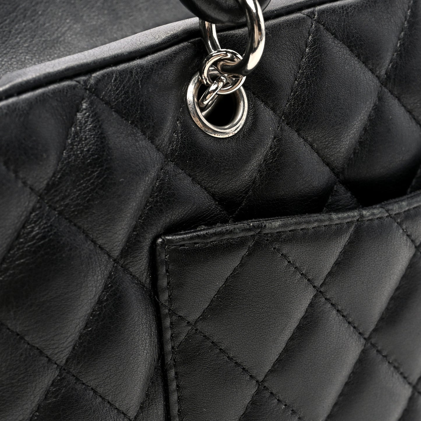 Calfskin Quilted Large Cambon Bowler Black