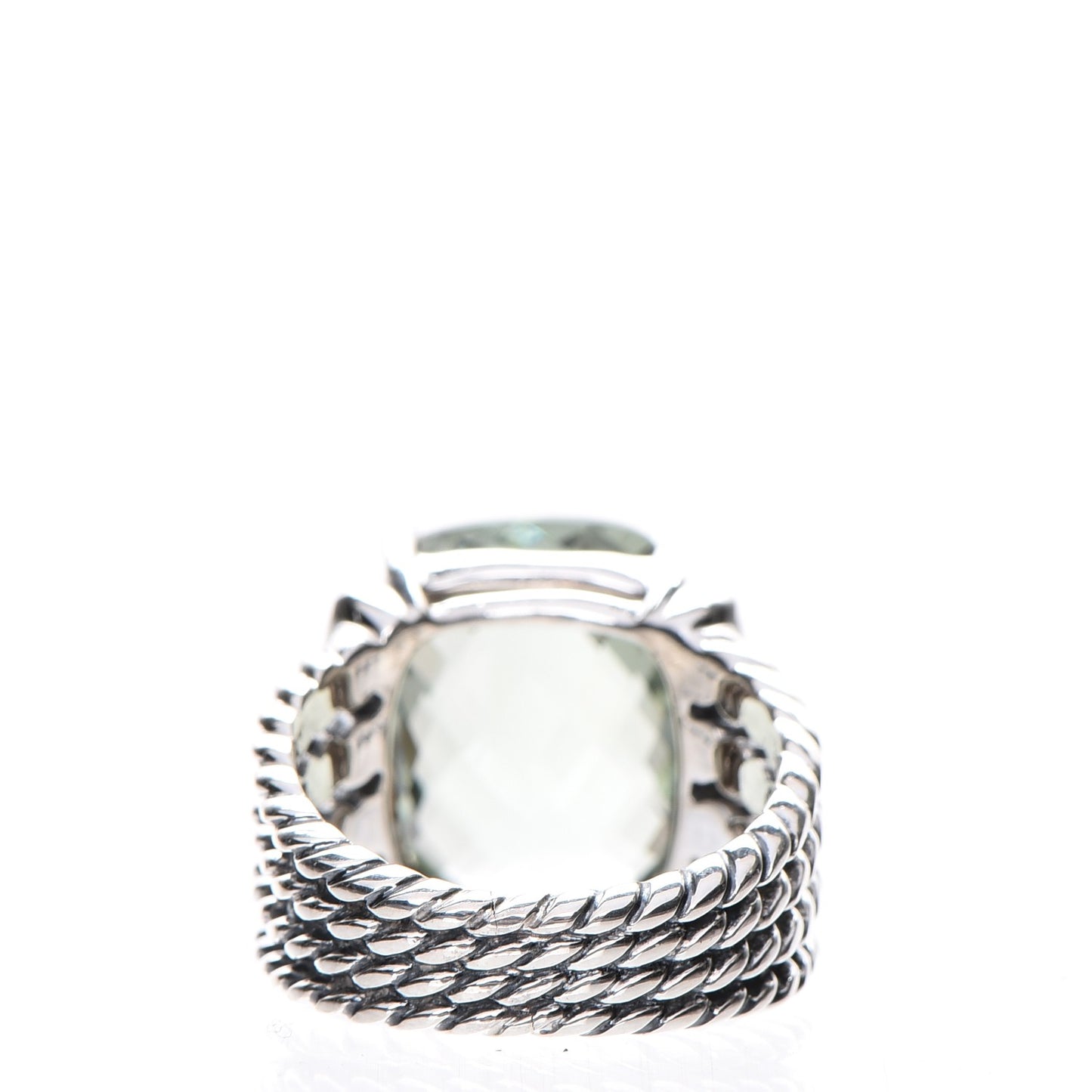 Sterling Silver Diamond Prasiolite 16mm Wheaton Ring 54 7
