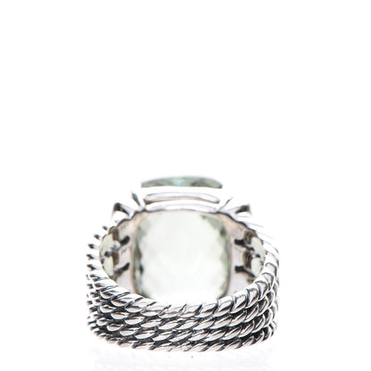 David Yurman Sterling Silver Diamond Prasiolite 16mm Wheaton Ring 54 7 3 of 4