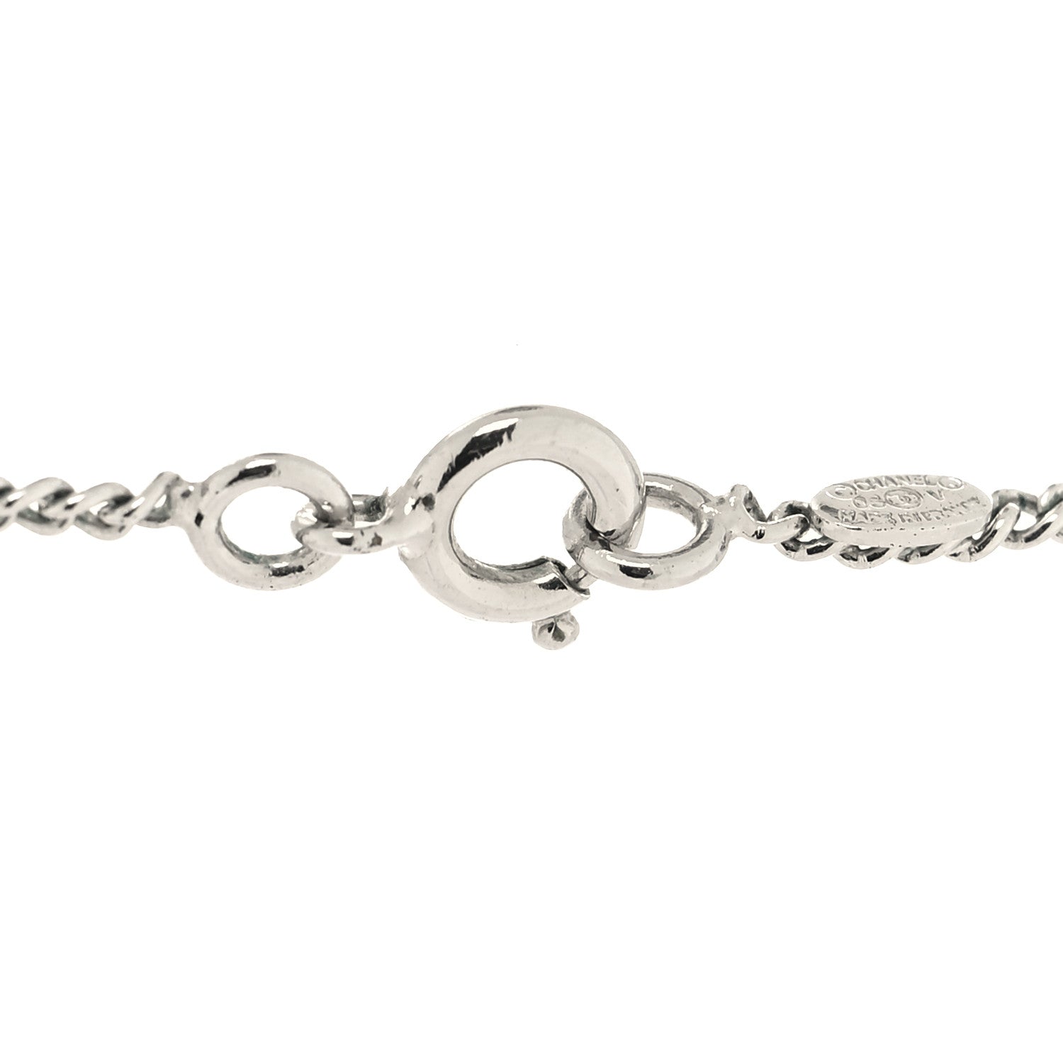 Chanel Enamel CC Pendant Necklace Black Silver 4 of 5
