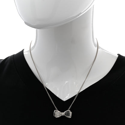 Chanel Crystal CC Bow Necklace Silver Black 2 of 6