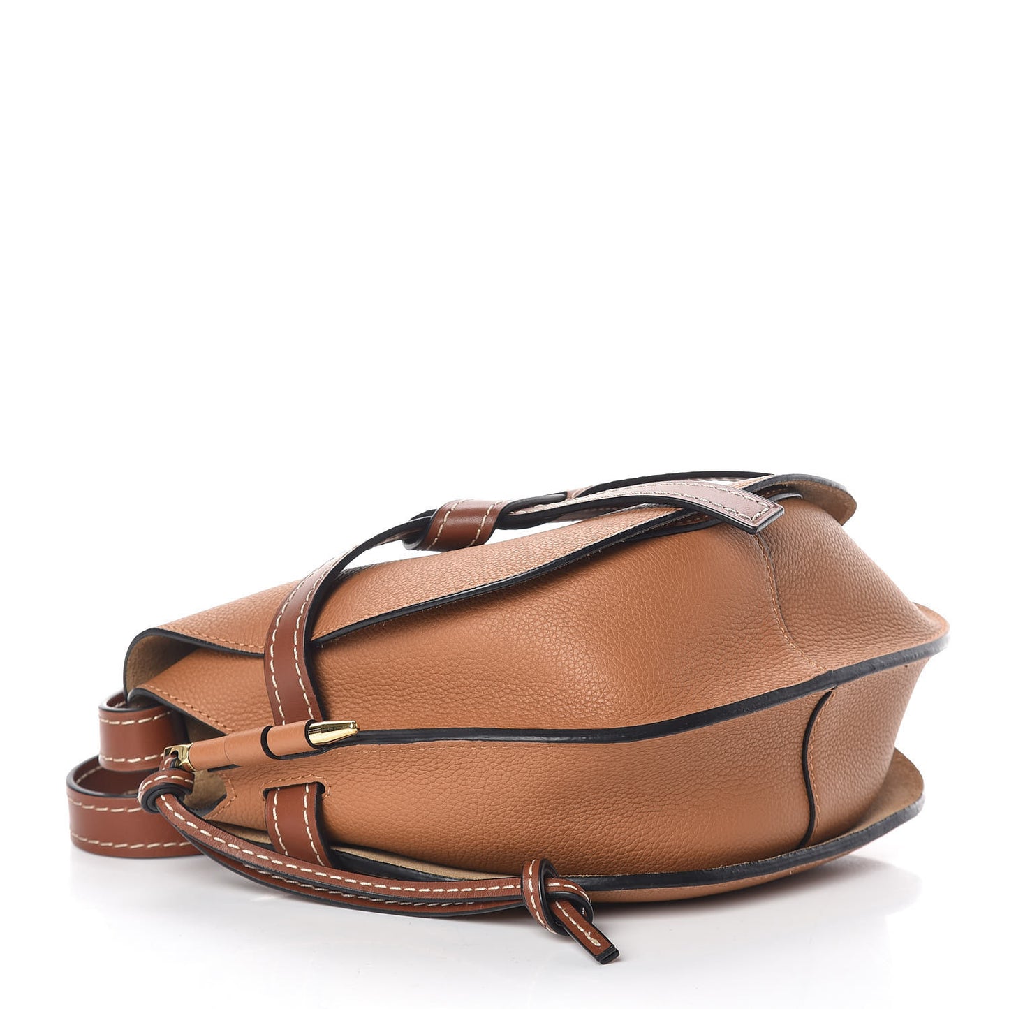 Grained Calfskin Small Gate Crossbody Bag Caramel Pecan
