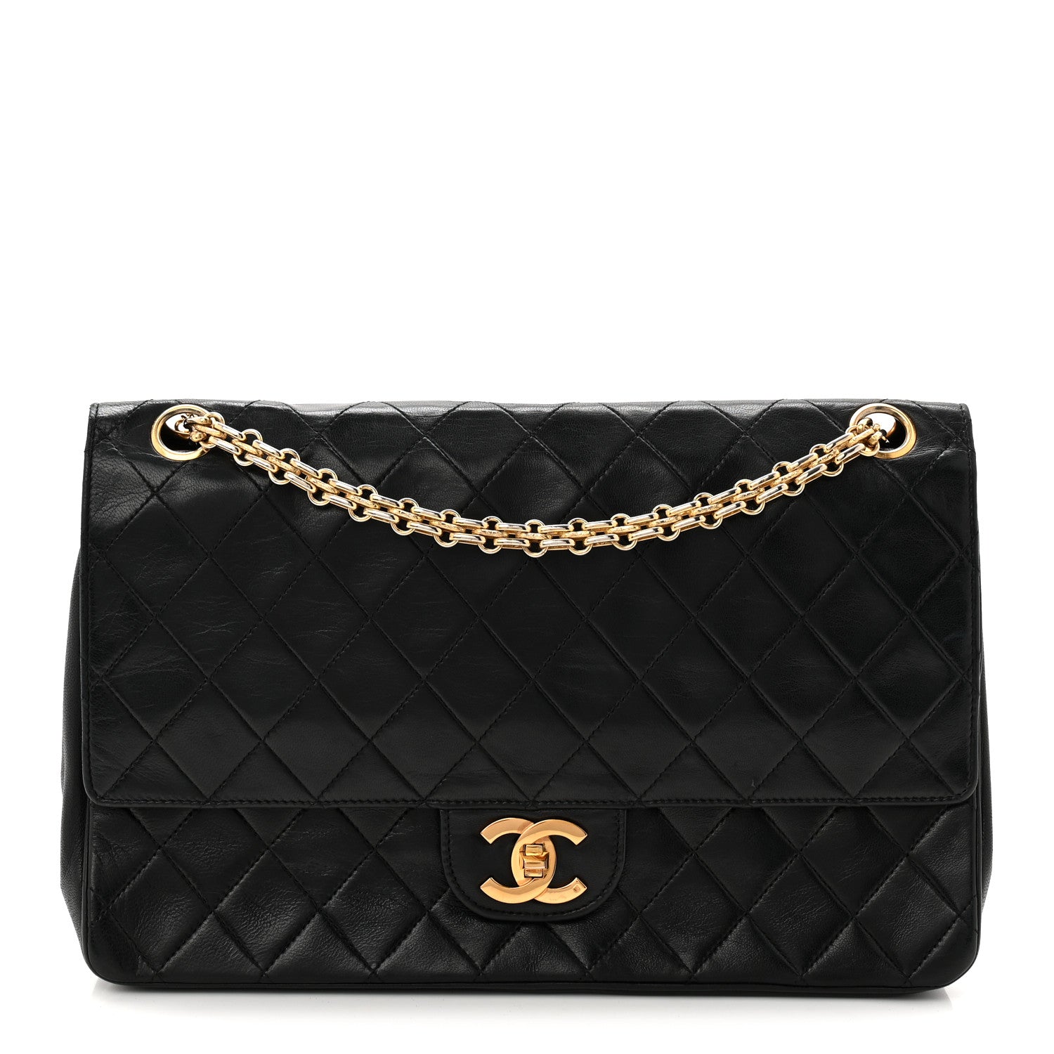 Chanel Lambskin Quilted Medium Double Flap Bijoux Chain Black 1 of 12