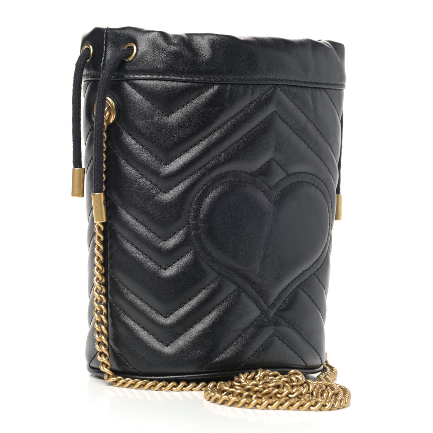 Calfskin Matelasse Mini GG Marmont 2.0 Bucket Bag Black